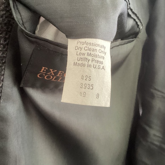 VTG Executive Collection Brown Gray Tweed Leather Button Suede Elbow Patch Coat - Picture 14 of 16